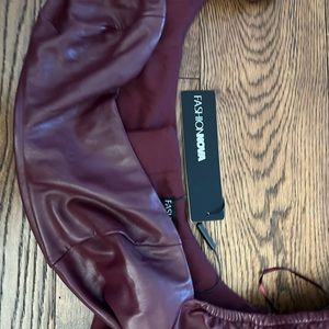 New With Tags Fashion Nova leather long sleeve crop top size M